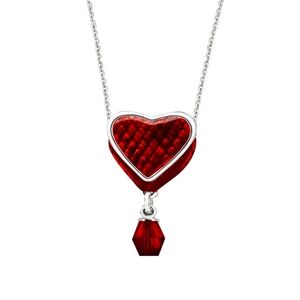 Yours Truly❣️ Hand-Painted Red Enamel Heart Necklace Sterling Silver • Swarovski